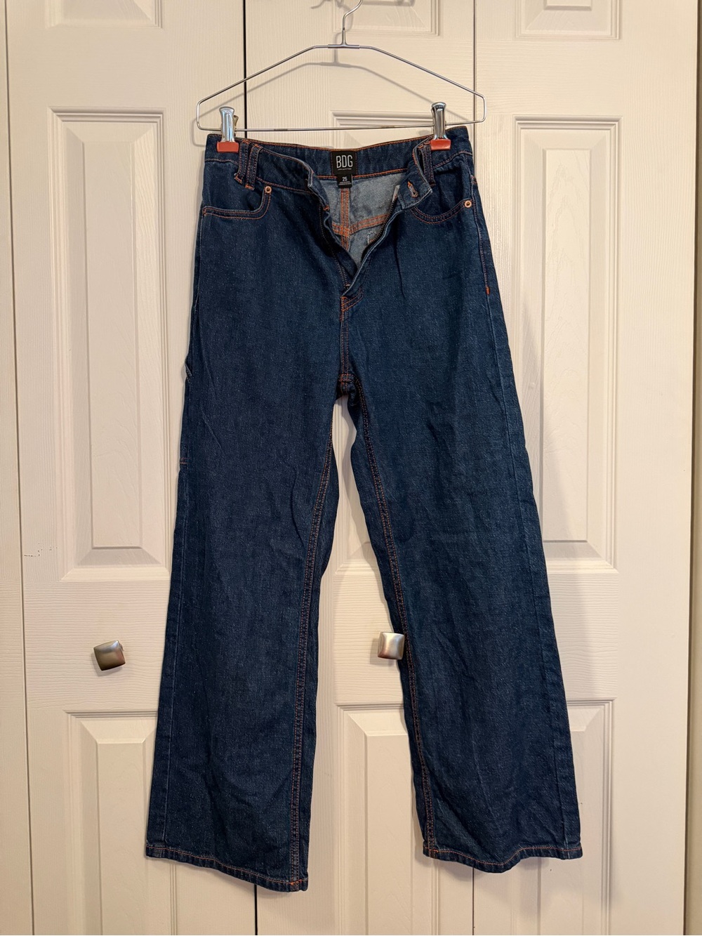 BDG Urban Outfitters Carpenter Jeans 25 Dark Wash Wide Leg Contrast Stitch